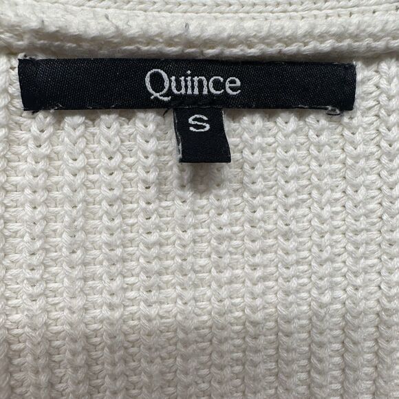 Quince 100% Organic Cotton Ivory Oversized Boyfriend Knit Cardigan Size Small - Picture 7 of 11